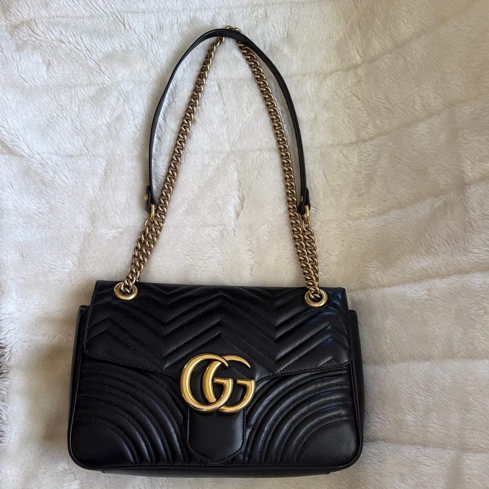 Gucci Black & Gold Quilted Shoulder Bag